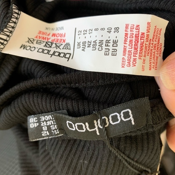 NWT ribbed black bodysuit scoop back snap crotch, Boohoo - Picture 5 of 6